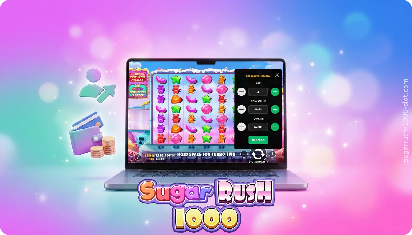 To start playing Sugar Rush 1000, sign up at the casino, select the slot, and start spinning